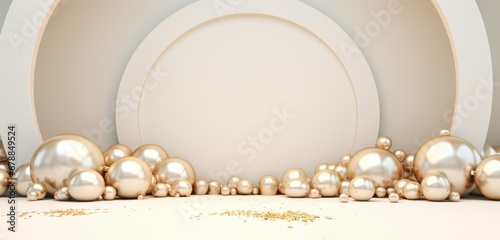 christmas eve with golden ornaments on a white tile floor