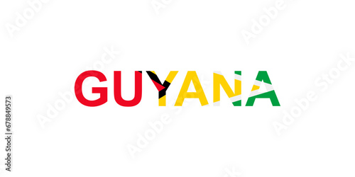 Letters Guyana in the style of the country flag. Guyana word in national flag style. photo