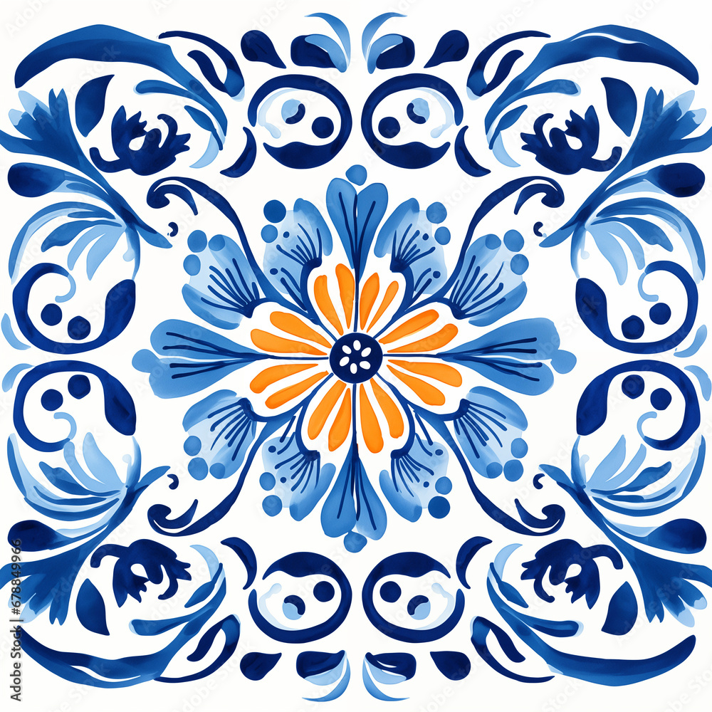 Fototapeta premium Blue Azulejo Tile Texture