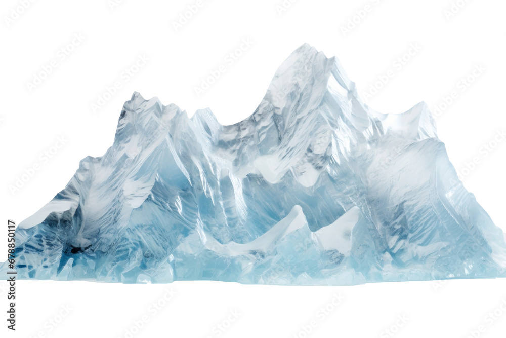 Ice mountain landscape isolated on a transparent background.