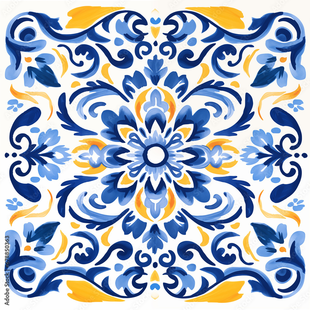 Marine Mosaics: Coastal Blue Azulejo Pattern