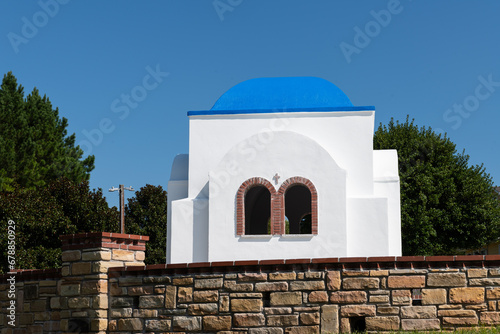 Lawsonville, NC / USA - September 16, 2023: A small chapel at Panagia Pammakaristos Greek Orthodox Monastery. photo