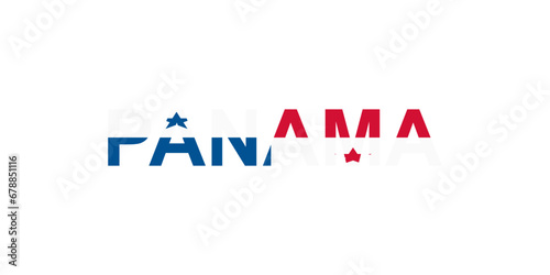 Letters Panama in the style of the country flag. Panama word in national flag style.