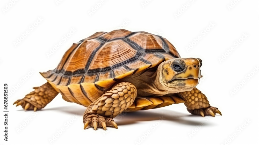 African spurred tortoise (Geochelone sulcata) isolated on white background