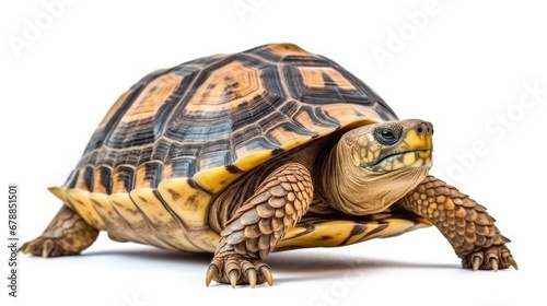 African spurred tortoise (Geochelone sulcata) isolated on white background