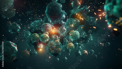 Fireworks underwater bubble explosion hyper-cro Ai generated Beautiful art