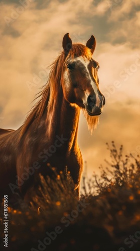 Close up portrait of a brown horse.