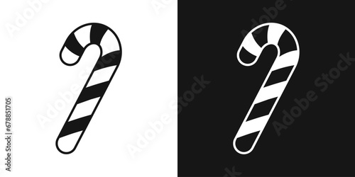 Striped candy cane vector icon. Candy stick, striped candy