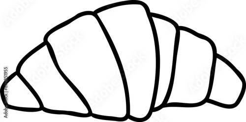 Vector croissant icon badge. Line glyph for logo, cafe menu or bakery packaging label. Hand drawn illustration isolated on a white background.