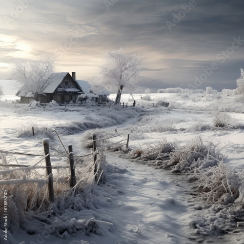 Winter rural landscape scene © BrandwayArt