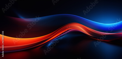 Abstract background with light waves in different colors on a black background