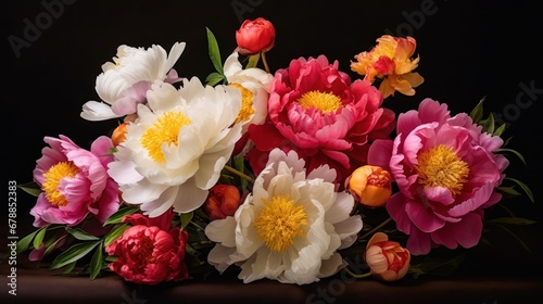 Bouquet of peonies. Beautiful Peonies. Springtime Concept. Mothers Day Concept with a Copy Space. Valentine's Day.