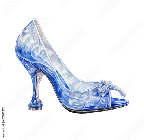 Watercolor glass slipper. Generative AI, png photo