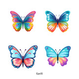 Bundle of vector butterflies in soft and pastel colors. A colorful collection of butterfly clipart