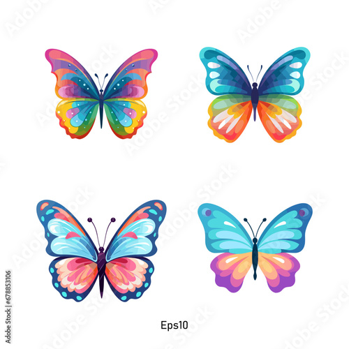Wallpaper Mural Bundle of vector butterflies in soft and pastel colors. A colorful collection of butterfly clipart Torontodigital.ca