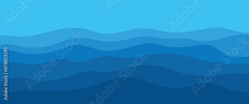 Blue background with waves Beautiful beach illustration top view