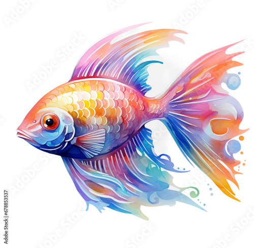 Watercolor goldfish. Generative AI, png © Julia 