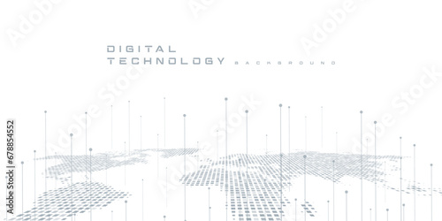 Digital technology futuristic internet network speed connection white background, cyber nano information, abstract communication, innovation future tech data, Ai big data line dot illustration vector