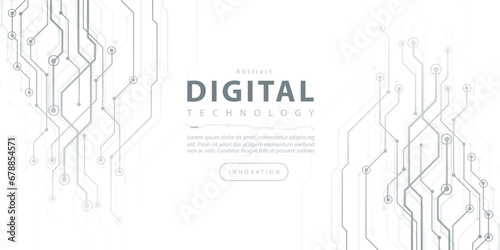Digital technology futuristic internet network speed connection white background, cyber nano information, abstract communication, innovation future tech data, Ai big data line dot illustration vector