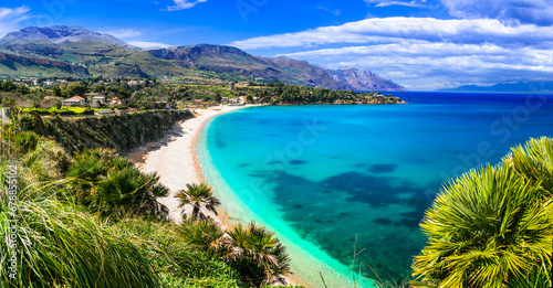 Fototapeta Naklejka Na Ścianę i Meble -  Italian holidays .Best beaches of Sicily island - Scopello. Italy summer destinations.
