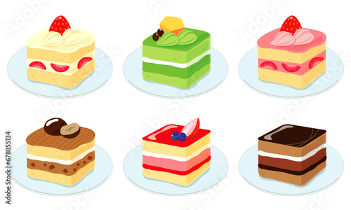 スクエアカットのケーキ