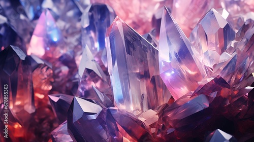 Purple crystals shimmer. AI Generation