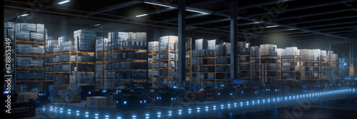 Modern industrial factory for the production of components. Machinery, interior and equipment of the production hall - Generative AI