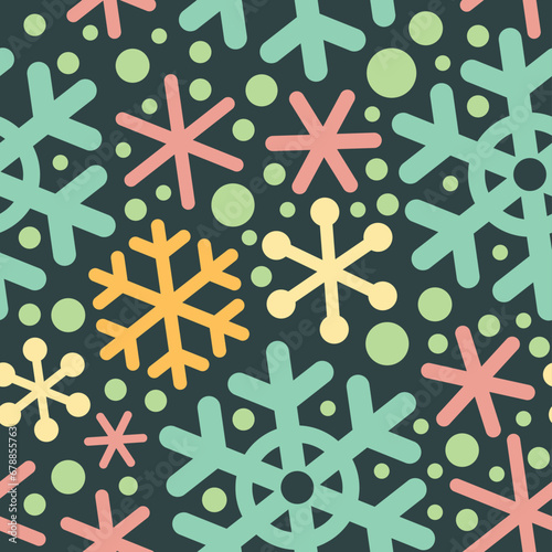 Snowflakes Seamless Vector Pattern. Vintage christmas background