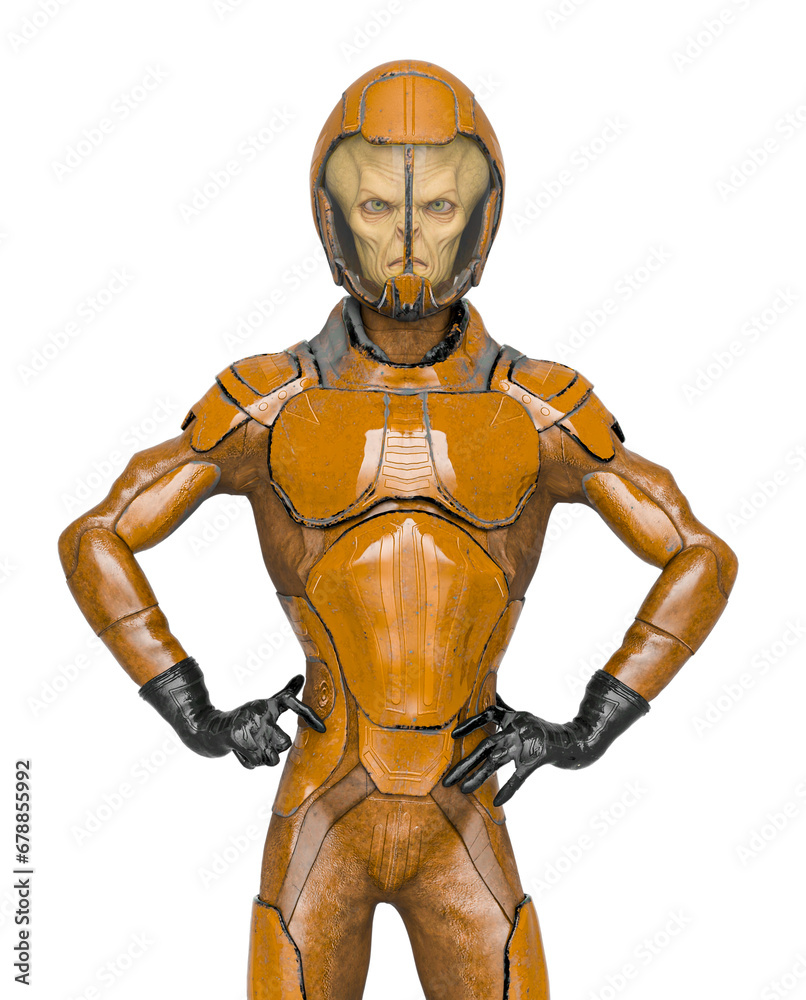 alien soldier is doing a super pose alien soldier is doing a super pose