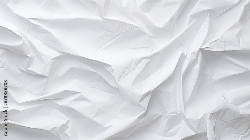 A crumpled white paper texture with multiple creases and folds creating an abstract pattern. A crumpled white paper texture with multiple creases and folds creating an abstract pattern.