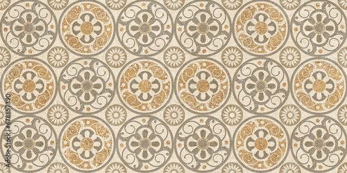 seamless pattern with circles, rustic high lighter tile decor, ceramic wall decorative tile design, interior and exterior wallpaper