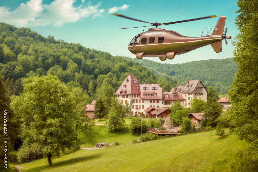 Fototapeta premium Tourism of the future in the countryside - Generative AI