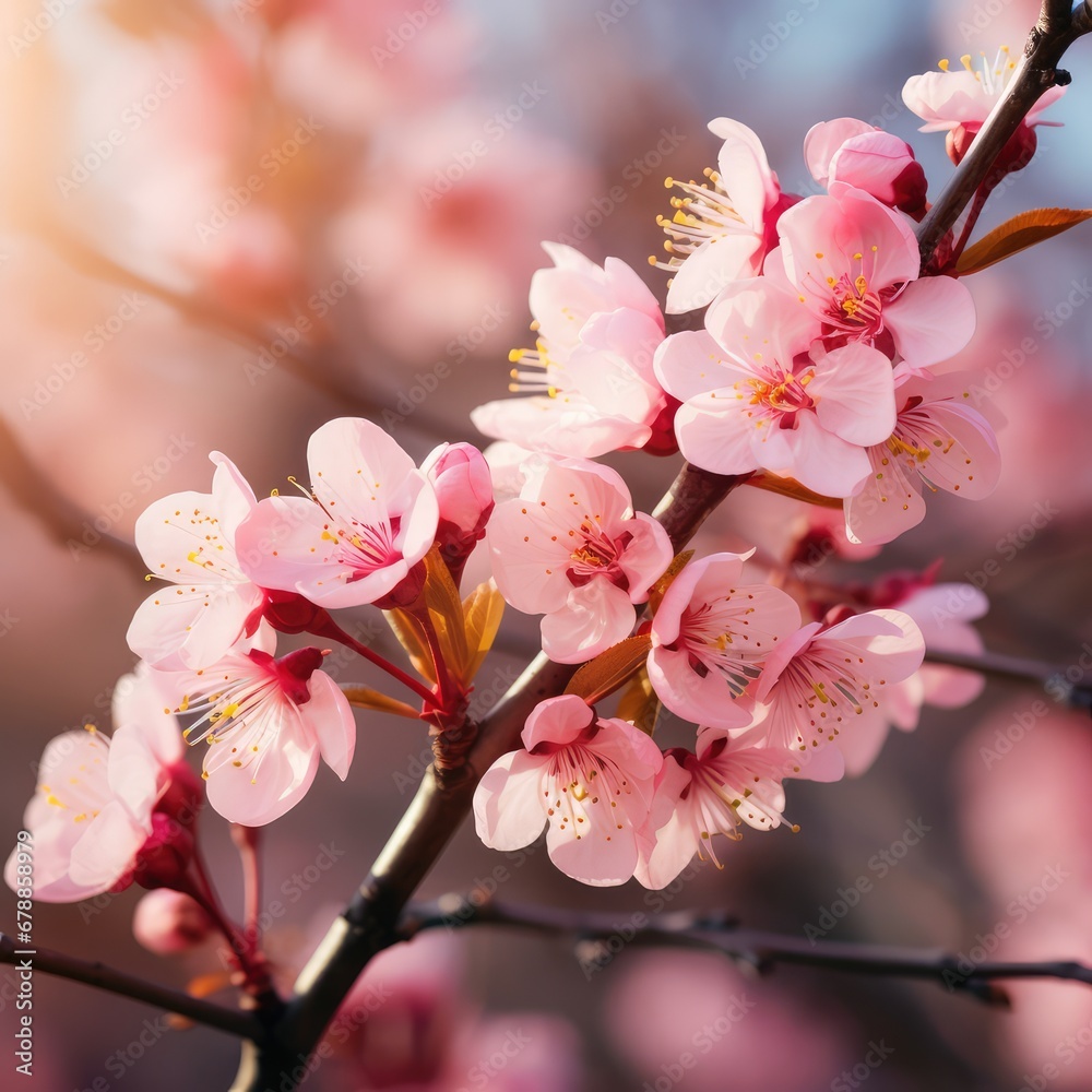 Obraz premium Pink flower branch with pink blossoms
