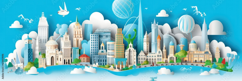 Jerusalem city panorama, urban landscape with modern buildings. Business travel and travelling of landmarks. Illustration, web background. Skyscraper silhouette - Generative AI Jerusalem city panorama, urban landscape with modern buildings. Business travel and travelling of landmarks. Illustration, web background. Skyscraper silhouette - Generative AI