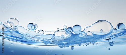 In the white and blue background of an isolated nature an abstract ai water illustration provides a spa like experience with its fantasy bubble shapes and energetic splashes