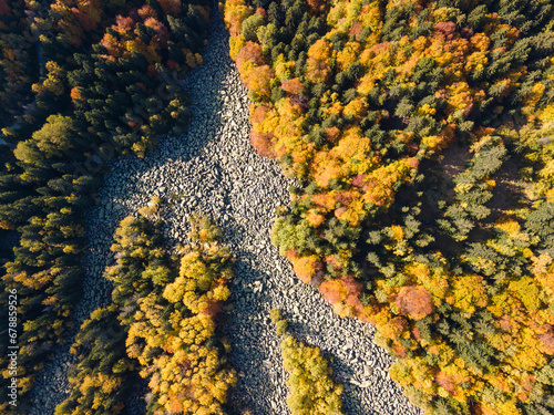 Aerial autumn view of Golden Bridges at Vitosha Mountain, Bulgaria photo