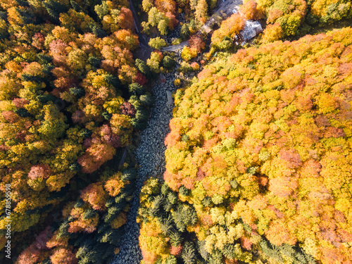 Aerial autumn view of Golden Bridges at Vitosha Mountain  Bulgaria