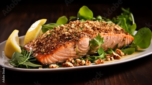 Pecan crusted salmon fillet, photo