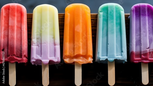 Rainbow-colored popsicles