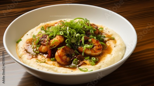 Shrimp and grits in a bowl