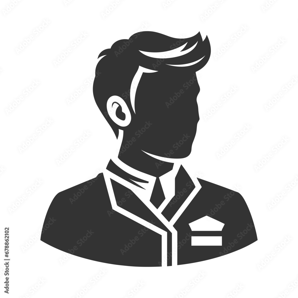 Hotel service manager. Cleaner silhouette icon. Household staff flat black vector illustration. Hotel service manager. Cleaner silhouette icon. Household staff flat black vector illustration.