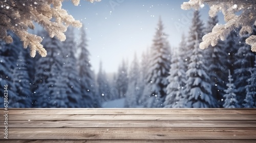 Winter Christmas Scenic Background with Copy Space © JuJamal