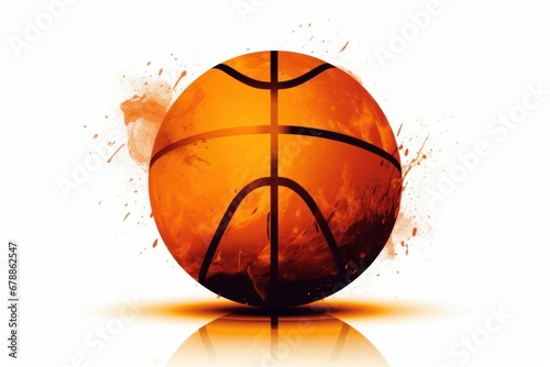 Basketball Ball on a White Background Symbol of Sports and Teamwork Generative AI
