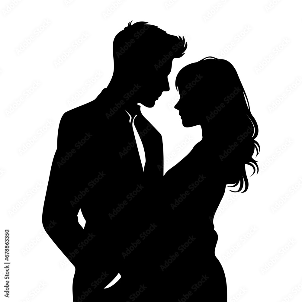 Couple lovers silhouette. vector illustration