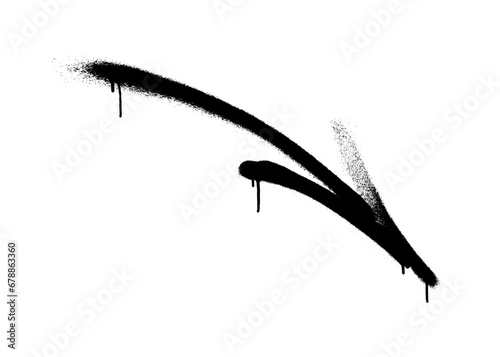 Graffiti arrow with overspray in black over white. photo