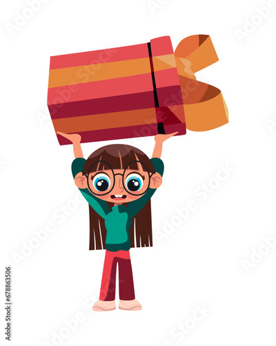 boxing day girl holding gift