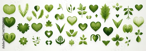 Nature’s Palette: Collection of Green Leaf Icons on a Dark Background for Ecological Concepts
