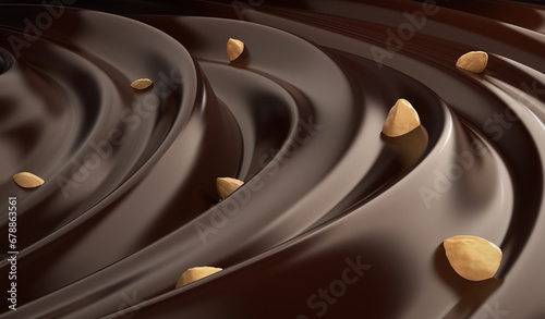 Swirl chocolate with nuts