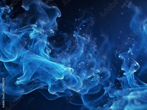 Screensaver, Abstract background, blue smoke, glowing waves from the air with particles of energy, magic.