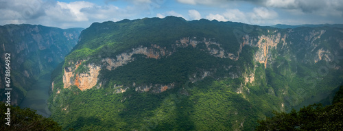 panoramic aerial of Canyon de Sumidero national park in Chiapas Mexico near tuxtla Gutierrez